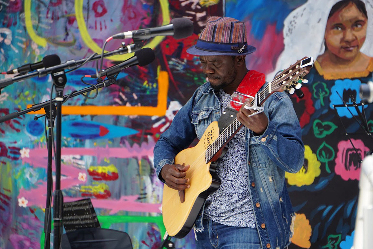 Congolese singer songwriter Elie Mabanza performing at the 6th Annual Palenke Arts Festival at Laguna Grande Park in Seaside on June 5, 2022.